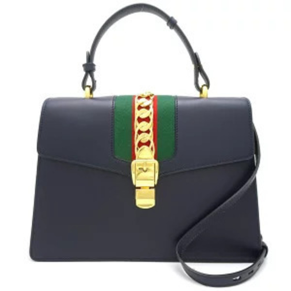 Gucci Bag Sylvie Blue Navy Calfskin - Picture 9 of 9